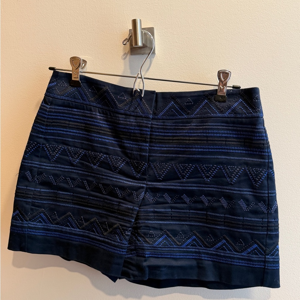 White House Black Market Dark Navy Shorts with Embroidered Trim